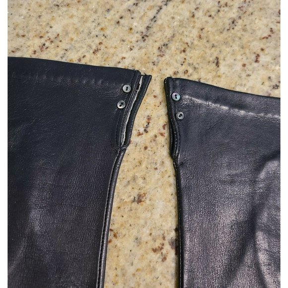 Vintage Black Soft Leather 8.5" Long Lined Gloves. Women's 6.5 Small - Picture 4 of 11